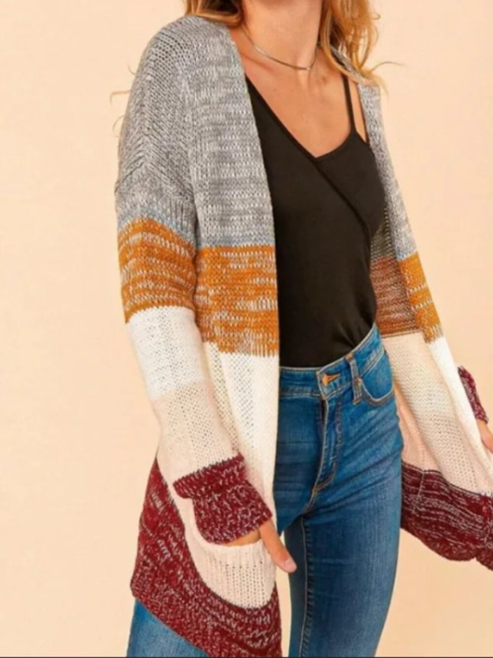 Haptics Bring the Warmth Color-Block Knit Sweater Size Medium